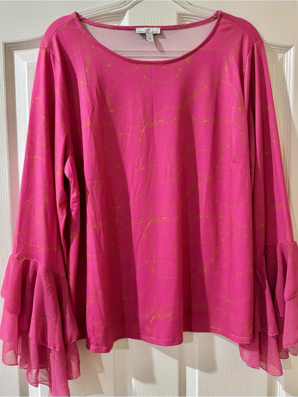 Shavonne Dorsey Pink Chiffon Bell-Sleeve Blouse XL NWOT